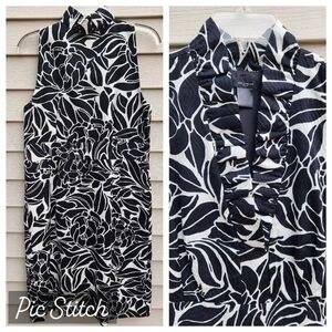 Ann Taylor Black and White Floral Sleeveless Dress